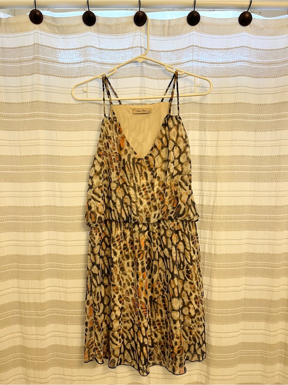 Final Touch Leopard Print Chiffon Mini Dress, Animal Print Cami Dress Large